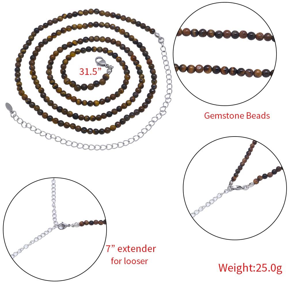 Waist Beads for Women, Gemstone Belly Chain Adjustable Beach Waist Jewelry Body Accessories for Women Girls Crystal Beaded Waist Chains (Tiger Eye)