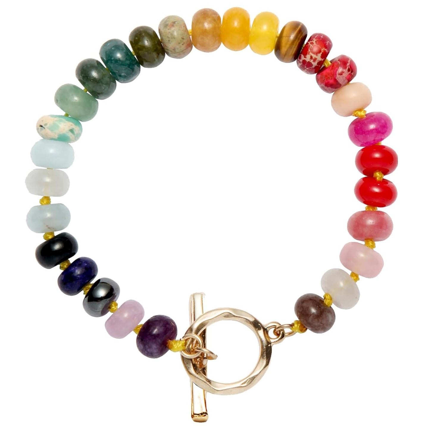 Jojomina Boho Beaded Bracelets for Women Neon Rainbow Bead Bracelet Handmade Natural Gemstone Stone Beach Jewelry
