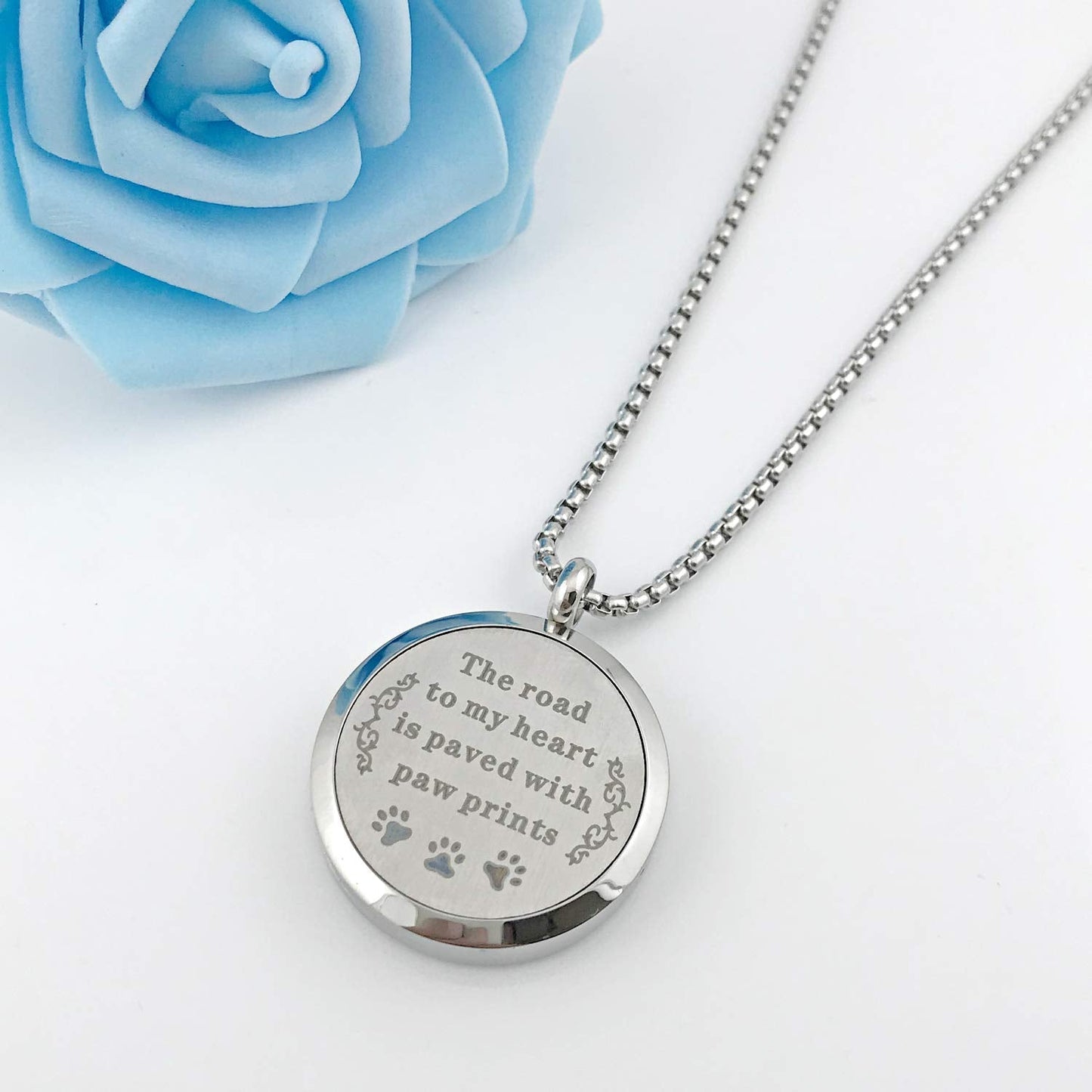 Essential Oil Necklace Diffuser Family Tree of Life Necklace Pendant Aromatherapy Locket Gifts (Dog Paw)