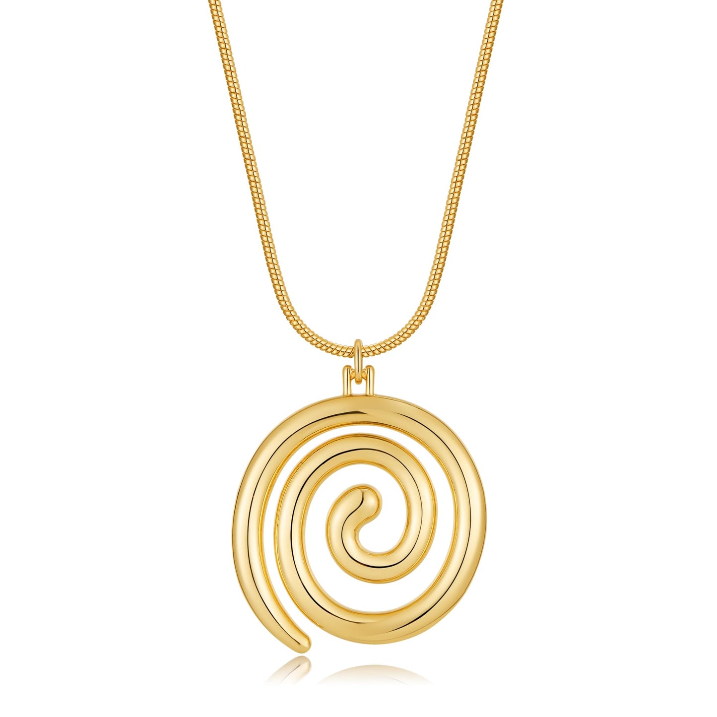 INNERDIVA Chunky Gold Necklace, Spiral Statement Pendant Necklace with Gold-Plated Zinc Alloy Charm Jewelry Gifts