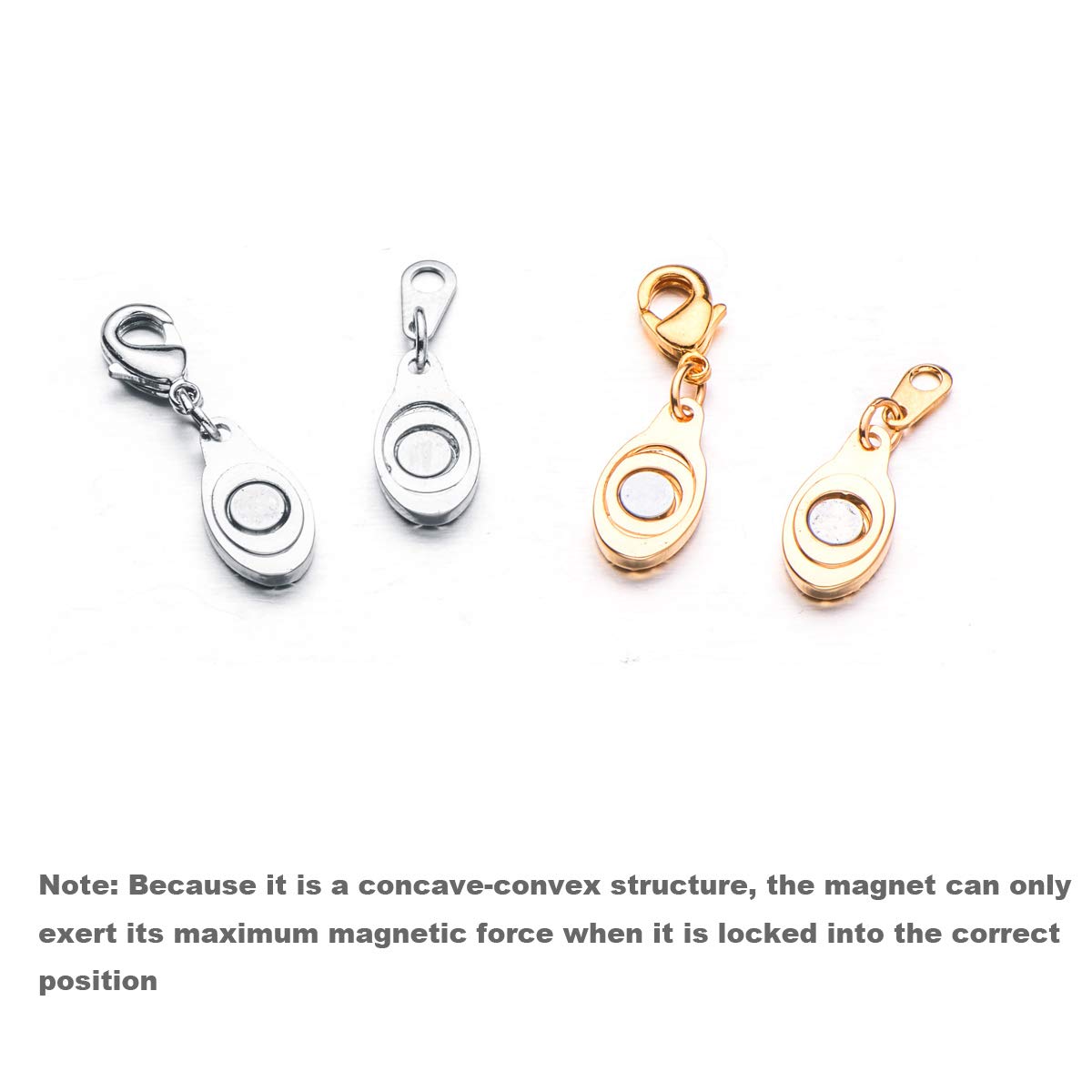 Built-in Safety Locking Magnetic Jewelry Clasp for Necklace and Bracelet Light Small Extender Lobster Clasps Pineapple Texture Metallic Finishes Glod and Silver