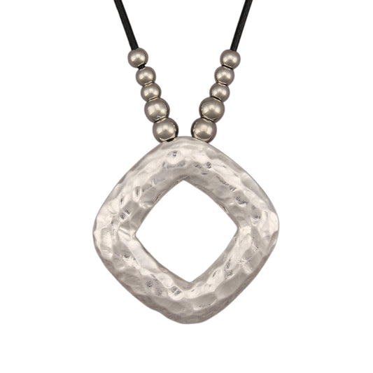 joymiao Bohemian Necklace for Women Long Boho Pendant Necklace with Large Silver Square Charm Hippie Statement Jewelry