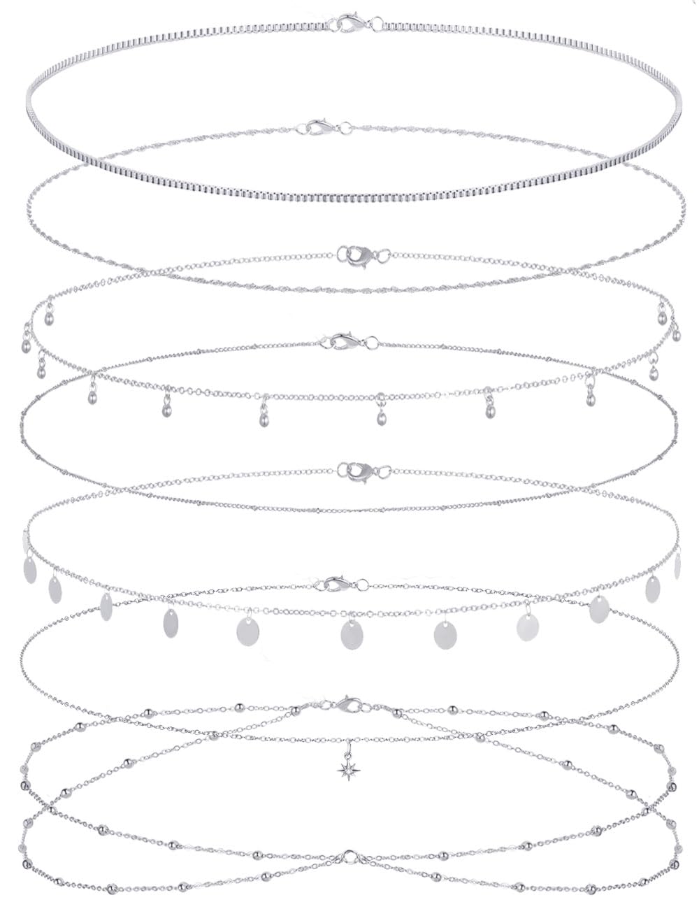 Tornito 8Pcs Waist Chain 18K Gold Plated Belly Chain Sexy Bikini Summer Beach Layered Satellite Beads Coin Sequin Octagram Star Box Chain Body Jewelry Gifts for Women Gold Silver Tone Adjustable