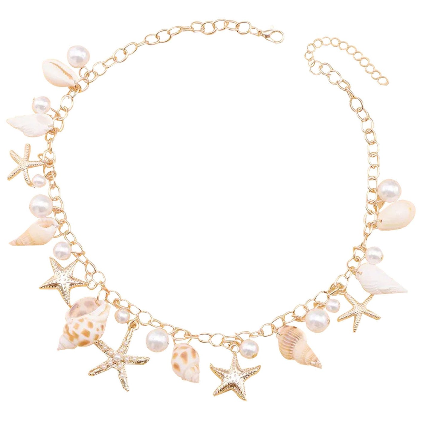 Snogisa Seashell Necklace for Women Adjustable seaside vacation necklace Summer Beach Necklace,Beach Vacation Essentials Halloween Costumes Ocean Jewelry Accessories for Women,Boho Hippie, Christmas Gift for Women (Little conch)