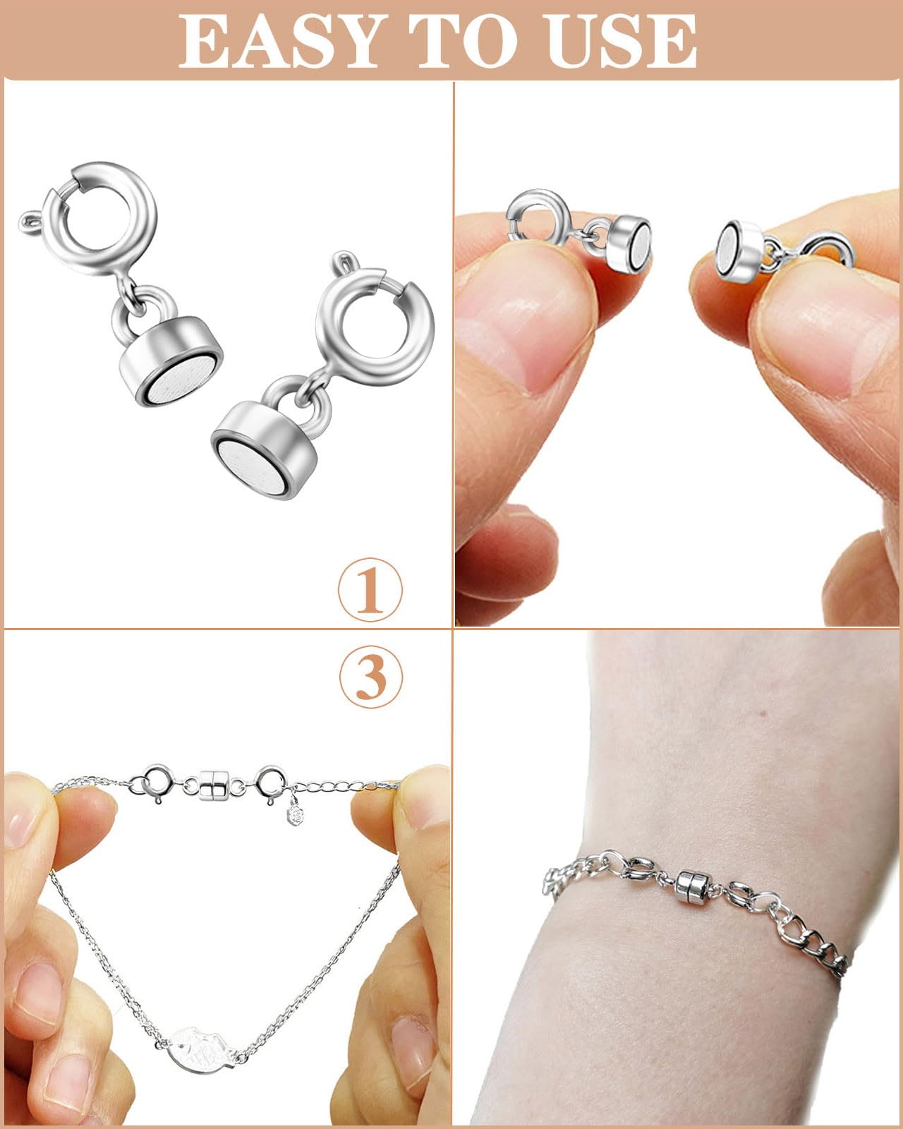 Dailyacc Magnetic Necklace Clasps and Closures, Double Open Bracelet Extender for Jewelry Converters Clasp (6 Gold, 6 Silver)
