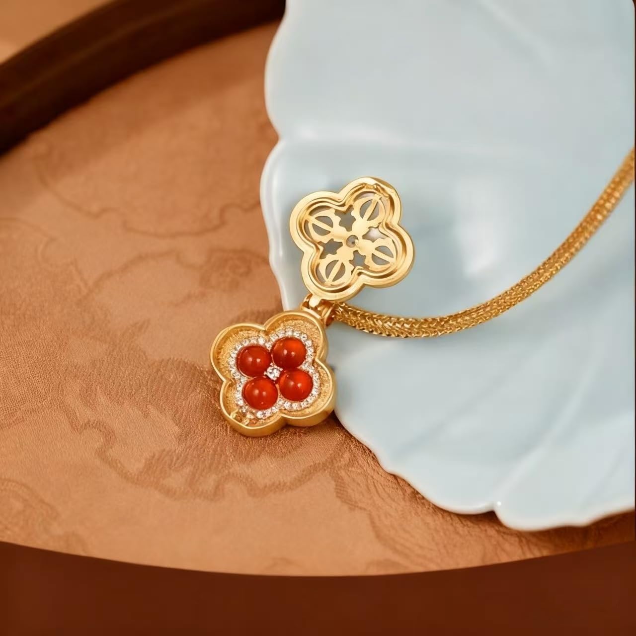 Tessalyn 18K Gold Plated Four Leaf Clover Necklace for Women, Cubic Zirconia Charm Pendant, Adjustable Chain for Everyday & Special Occasions