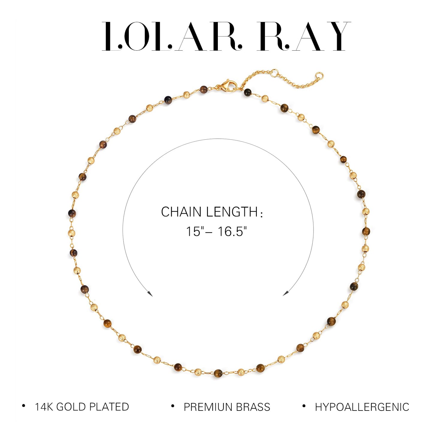 LOLAR RAY Huanghu Stone Jewelry for Women - 14K Gold Plated Round Beaded Choker Summer Beach Boho Choker Bead Gift