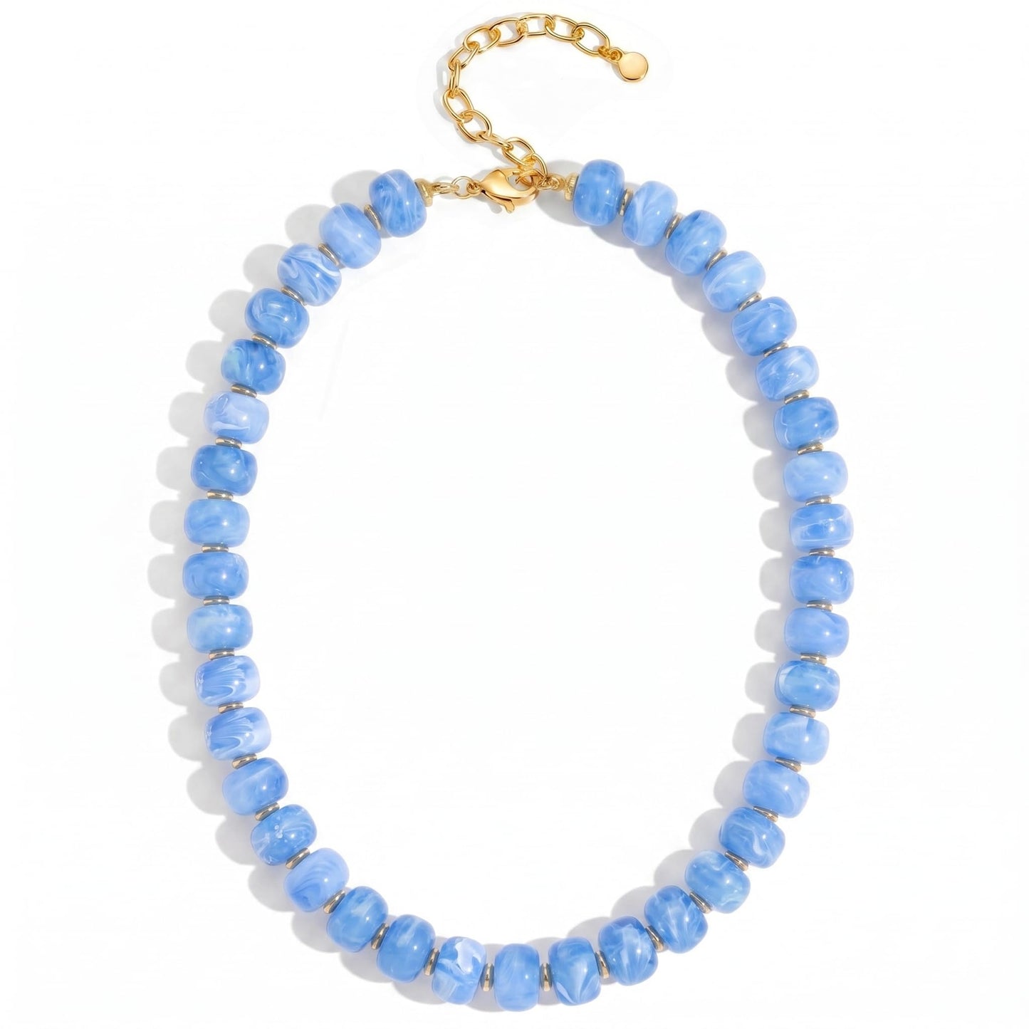 FAUTHENTICUTE Light Blue Beaded Choker Necklace for Women Boho Statement Necklace with Beads Trendy Beach Summer Jewelry Western Dainty Bead Necklaces Womens Everyday Necklaces
