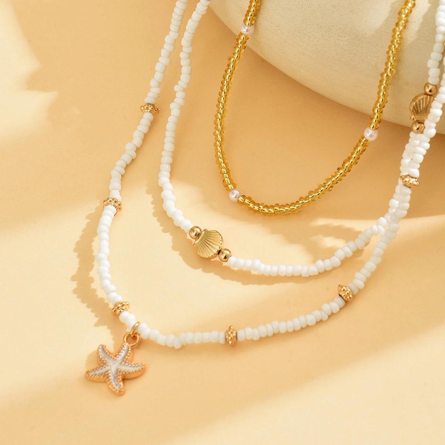 Your Always Charm Bohemian Shell Starfish Necklace for Women, Gold Layered Beach Jewelry, Coastal Vacation Outfits Accessories Cute Summer Dresses Trendy 2026