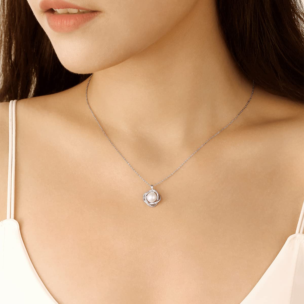 spkoueh women's pearl necklace, Womens Pendant Necklaces，925 sterling silver pendant necklace, freshwater cultured pearl, suitable for daily wear and as a gift for family and friends