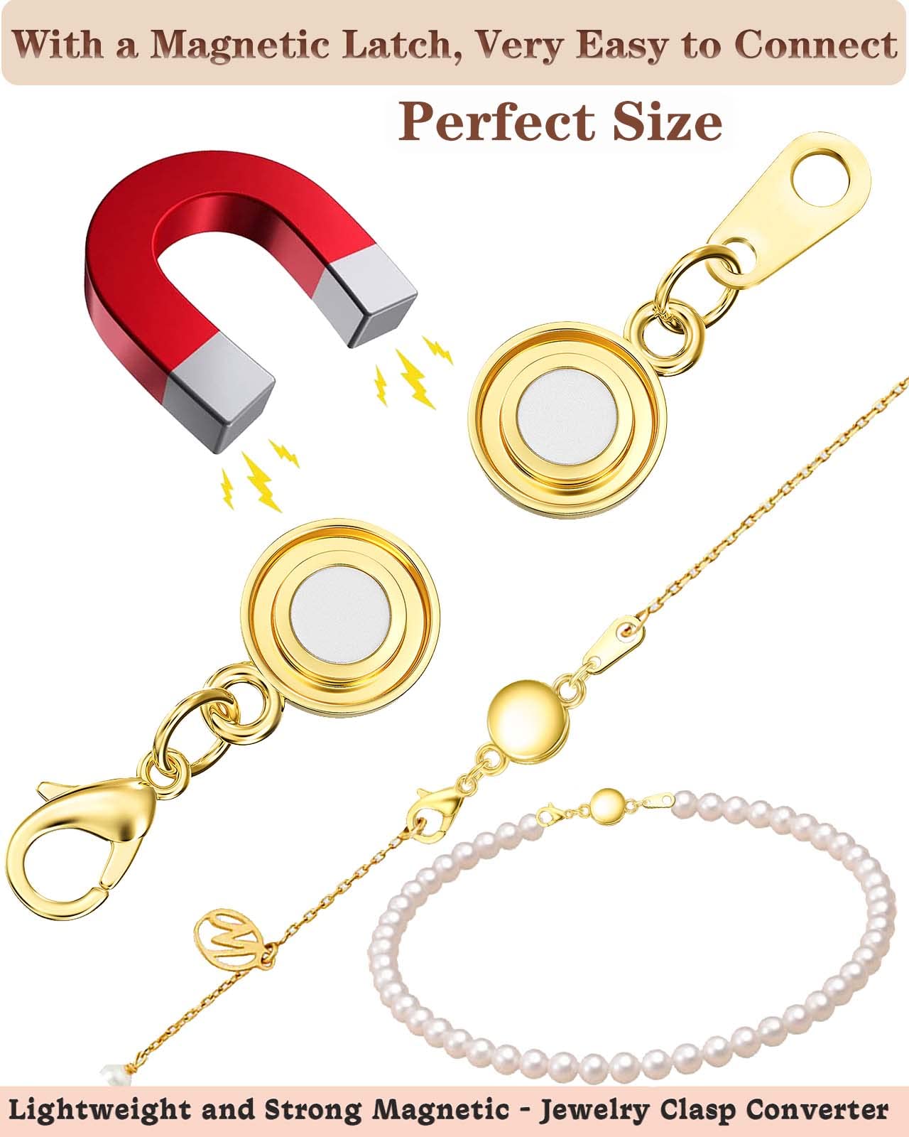 Dailyacc Magnetic Necklace Clasps and Closures - Round Bracelet Extender Clasps for Jewelry Making
