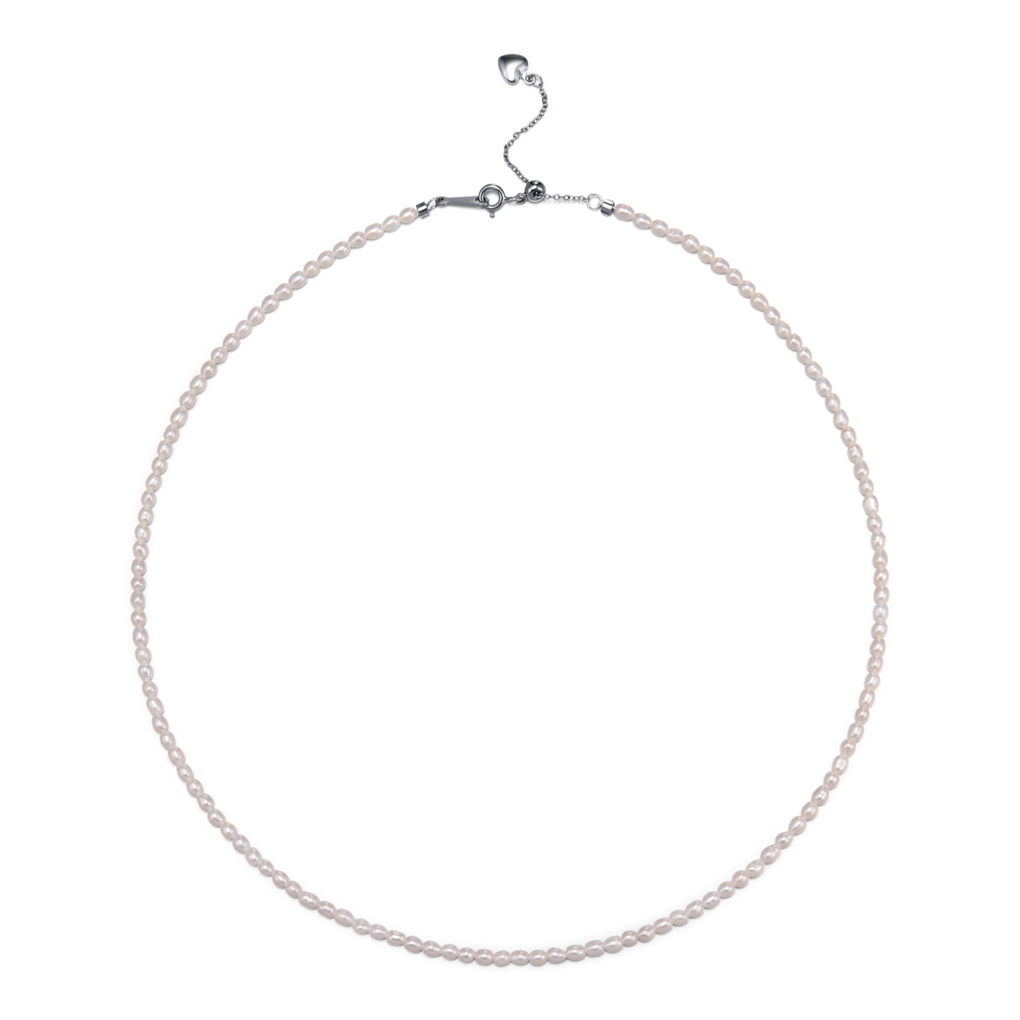 Pearls Necklace, Freshwater Tiny Small Rice Pearls Necklace for Women's Pearl Strand Necklace Chain 18K Gold Plated Hypoallergenic White Necklace as Prom Bridesmaid Birthday Gifts(Rice, 18KWGP Lock)