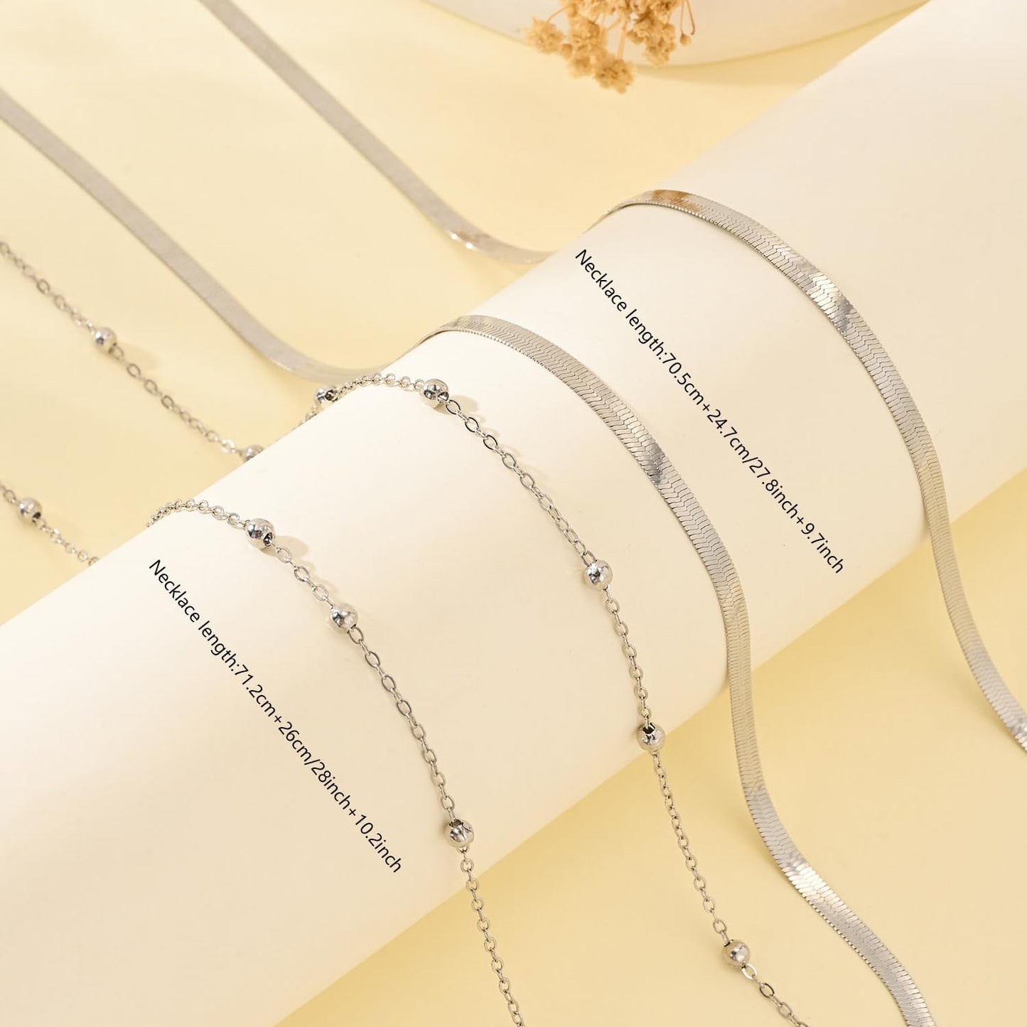 HERSIN Waist Chain for Women, Silver Plated Layered Belly Belt Chains Beach Waist Beads Chain Waterproof Herringbone Snake Body Chain Summer Jewelry Accessories for Women