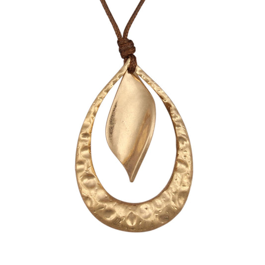 joymiao Long Pendant Necklace for Women Chunky Vintage Bohemian Statement Necklace with Large Gold Pendant Hippie Jewelry