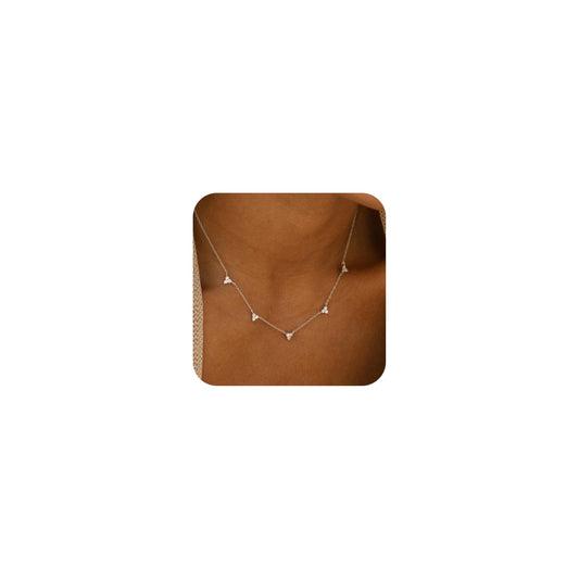 CUEZIY Dainty 14K Gold Plated Necklaces for Women Station Choker Necklace Cubic Zirconia Simulated Necklace Simple Cute Layering CZ Necklace Trendy Jewelry Gifts