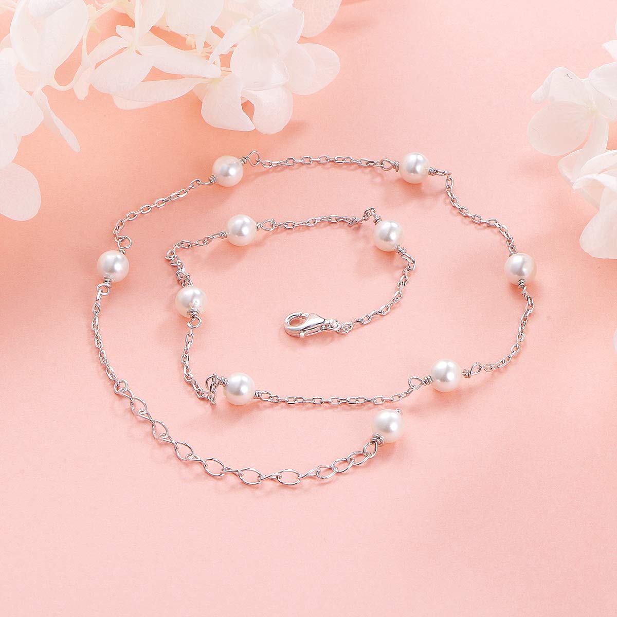 S925 Sterling Silver Pearl Choker Short Dainty Necklace Pendant for Women Jewelry Gift