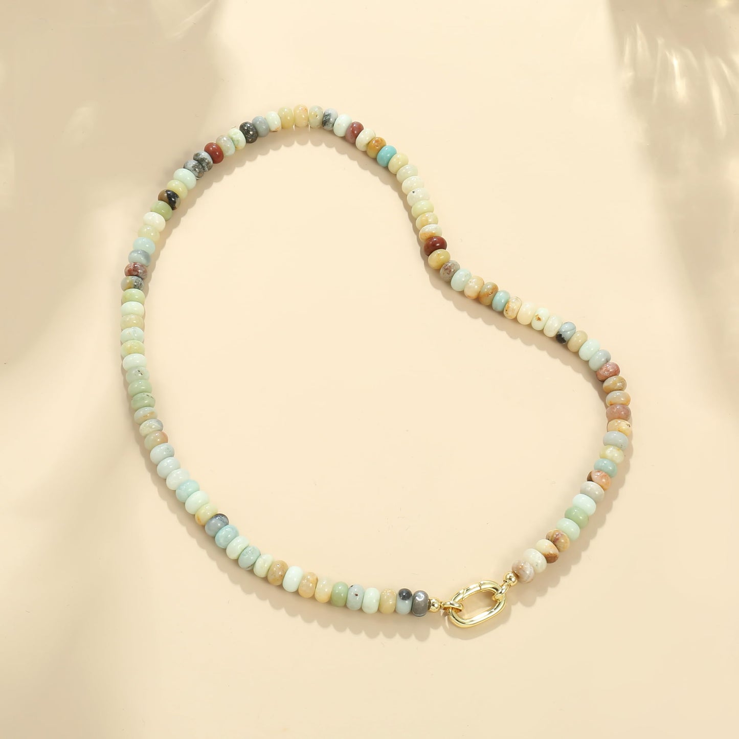CONRAN KREMIX Amazonite Stone Beaded Necklace for Women,Natural Gemstone Bead Choker Necklaces Boho Summer Beach Layering Necklace Jewelry Gift for Women