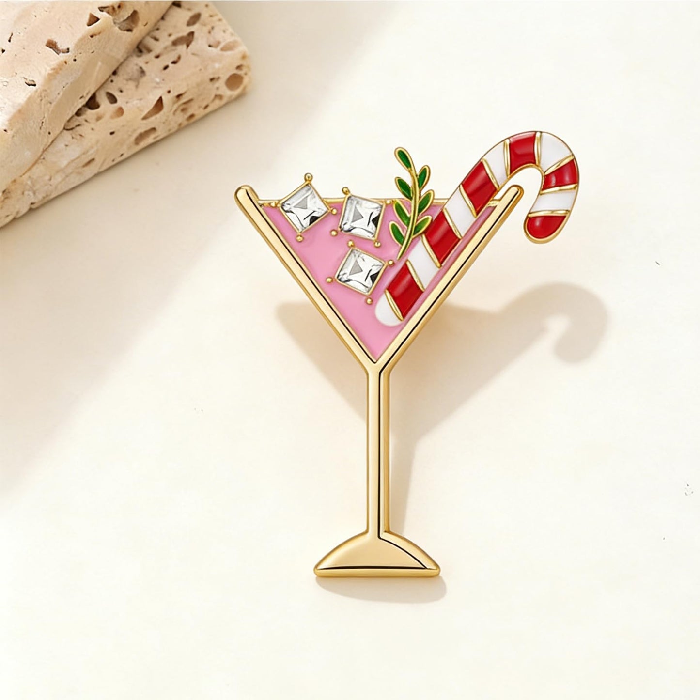 DEYOUM Cocktail Wine Glass Brooch Pin for Women Trendy Cute Cocktail Wines Glass Wine Bottle Brooch Pin Party Hat Bag Suit Charm Jewelry Gift Accessories (chrismas)