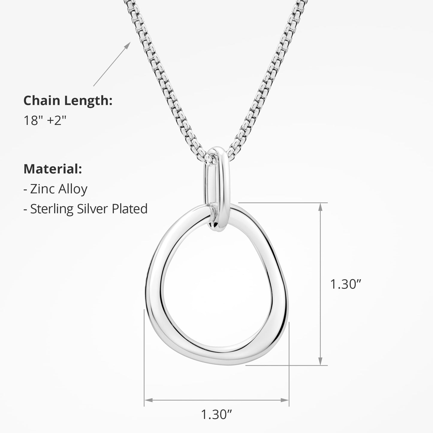COBI Circle Necklace for Women, 18K Gold/Rhodium Plated Long Necklace, Sliver Statement Necklace Simple Everyday Jewelry, Fashion Trendy Birthday Gifts