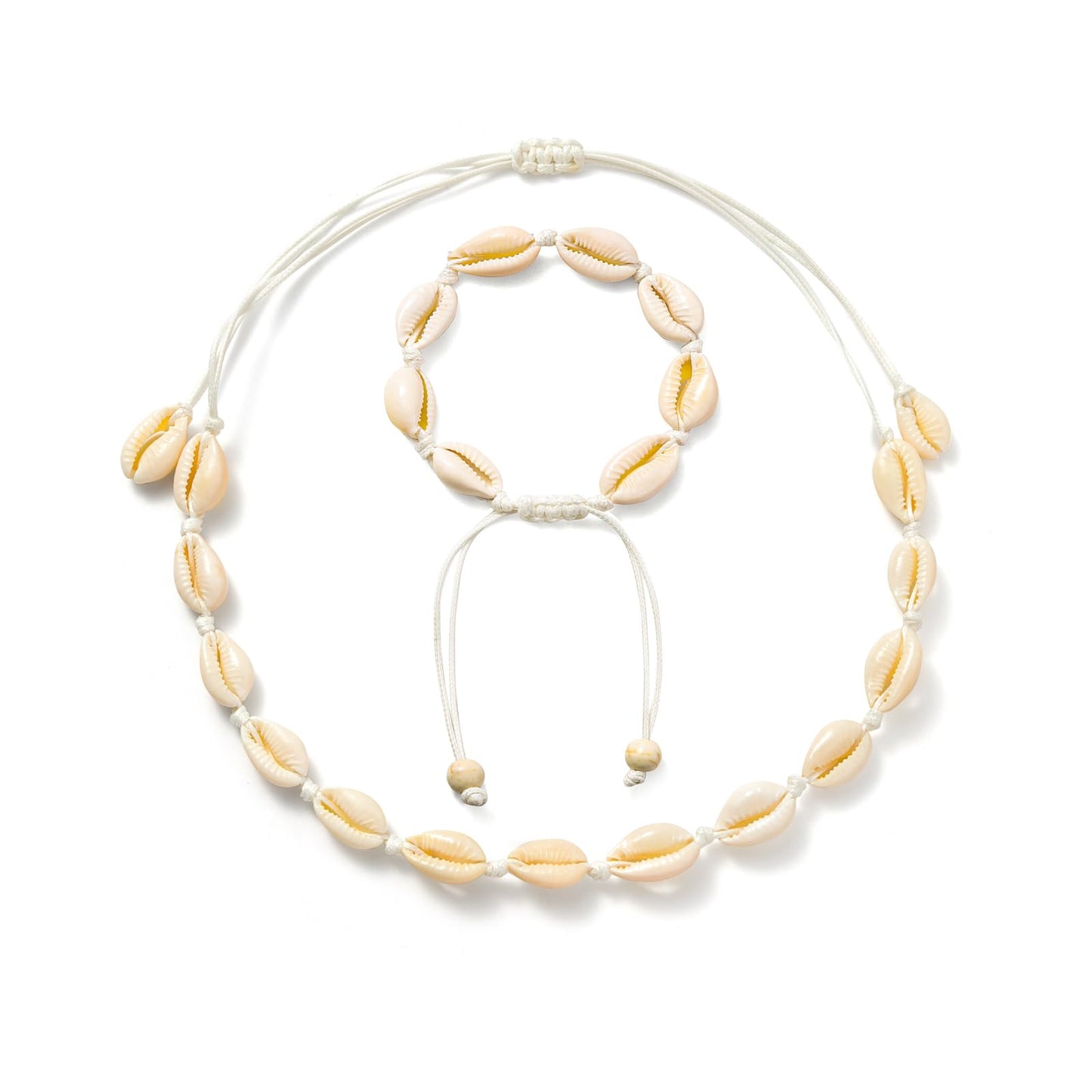 Starain 2Pcs Shell Necklace Anklet for Women Handmade Adjustable Puka Beach Shell Necklace Set