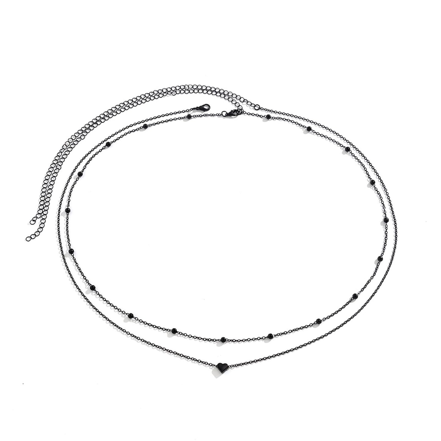 Simple Double-Layer Metal Bead Waist Chain Sexy Crystal Bikini Bead Belly Body Chain Summer Beach Waist Body Accessories Jewelry for Women (Black)