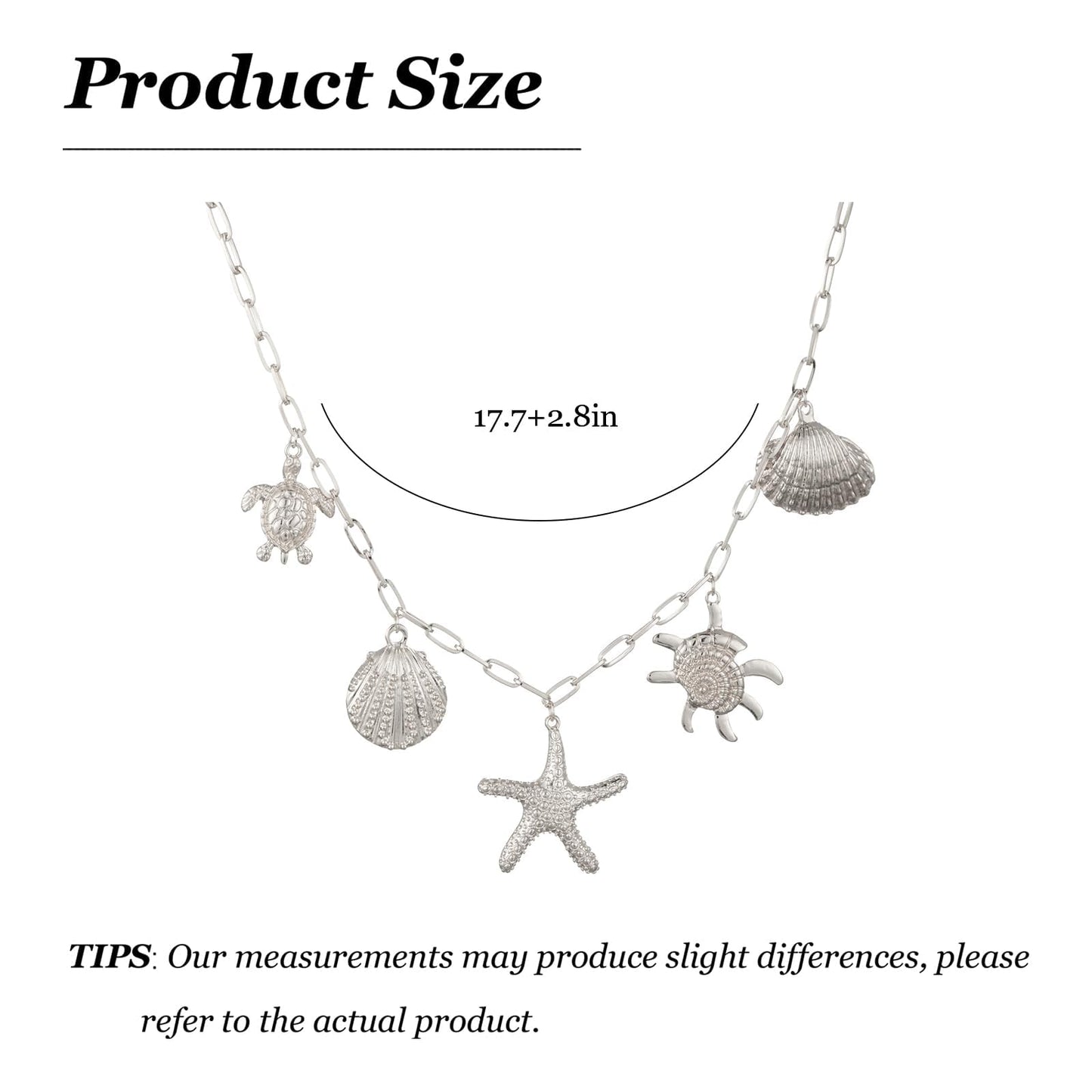 Frodete Starfish Necklace for Women Beach Necklaces Jewelry Layered Choker Drop Dangle Summer Vacation Outfits Theme Conch Seashell Accessories Ocean Pendant Dress Costume