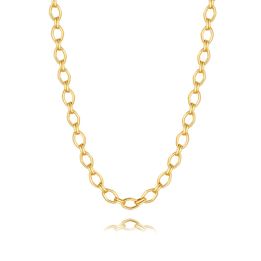 PERNNLA PEARL Simple Gold Plated Long Chain Necklace for Women Statement Layered Necklace Dainty Chunky Gold Fashion Sweater Necklaces