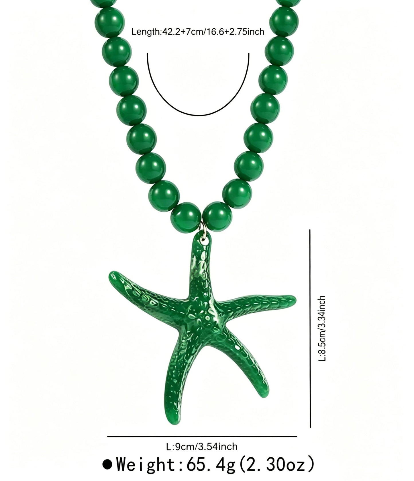 CXENSJH Chunky Beaded Starfish Necklace for Women Boho Colorful Summer Acrylic Choker Beach Chain Necklace Beads Trendy Chunky Jewelry（Green）