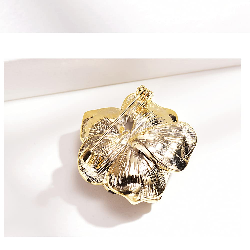 Elegant Crystal Blooming Rose Flower Brooch Lapel Pin Breastpin for Women Birdal Cardigan Hat Scarf Suit Sweater Floral Pins (32mm Black Rose)