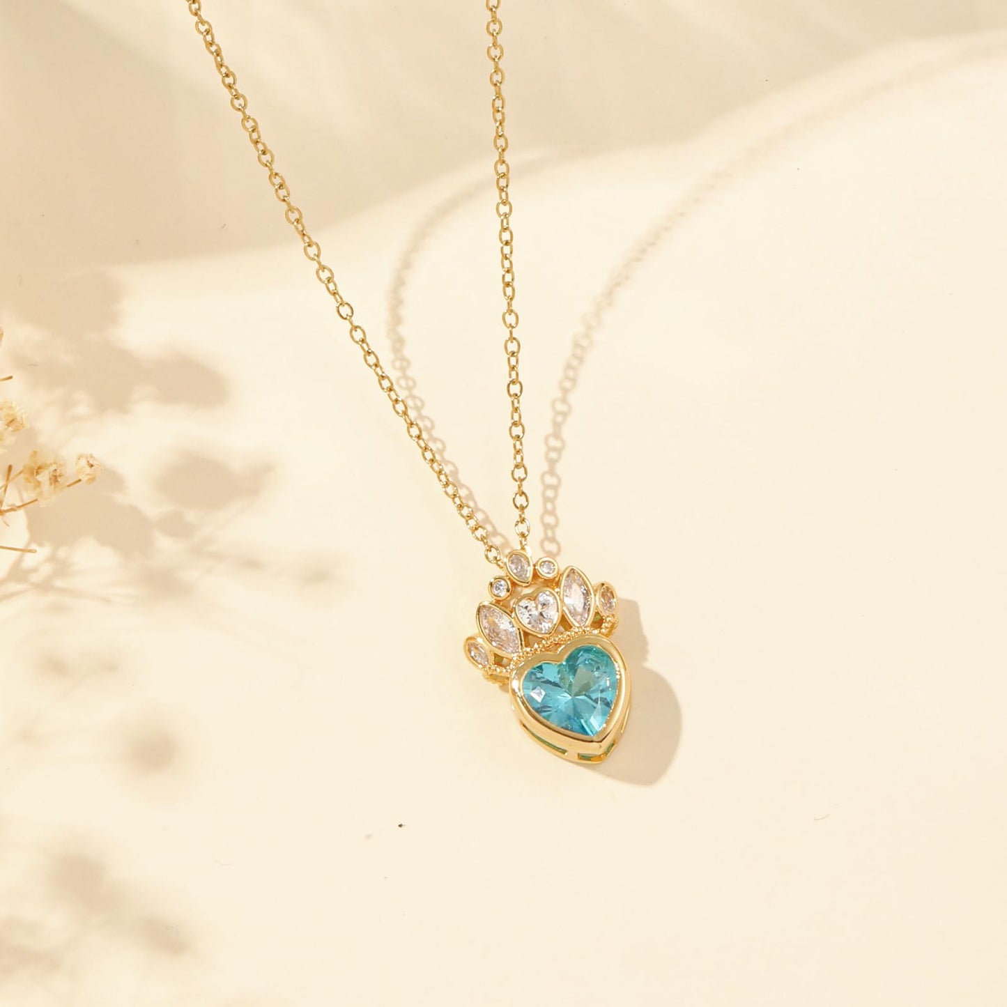 crataly Gold Plated Crown Aquamarine Heart Necklace for Women-March Birthstone Princess Necklace For Valentine's Day Mother's Day Christmas Birthday Gifts