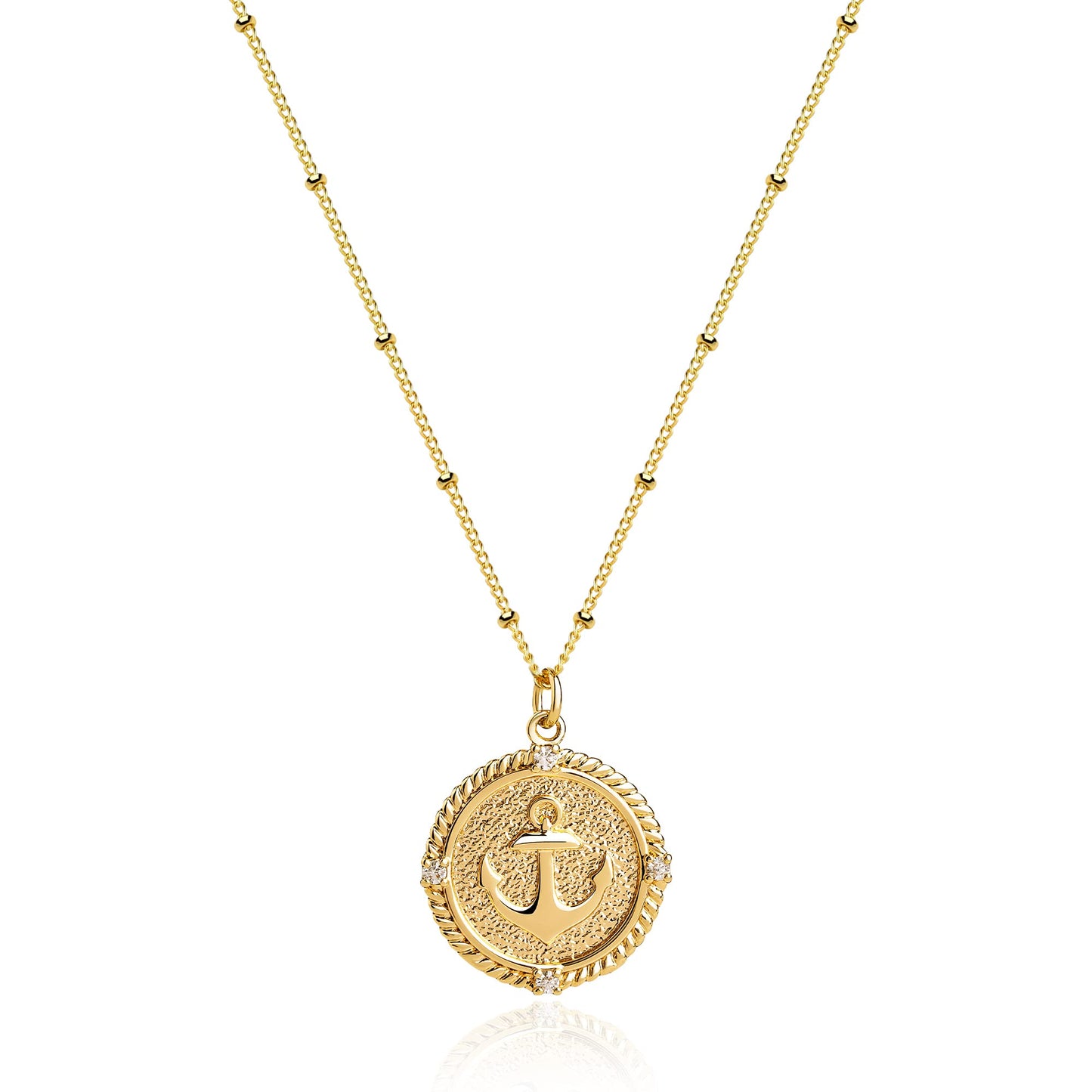 MTMY Gold Starfish Necklace 14K Gold Plated Shell Conch Ocean Pendant Necklace for Women Beach Summer Jewelry(Anchor)