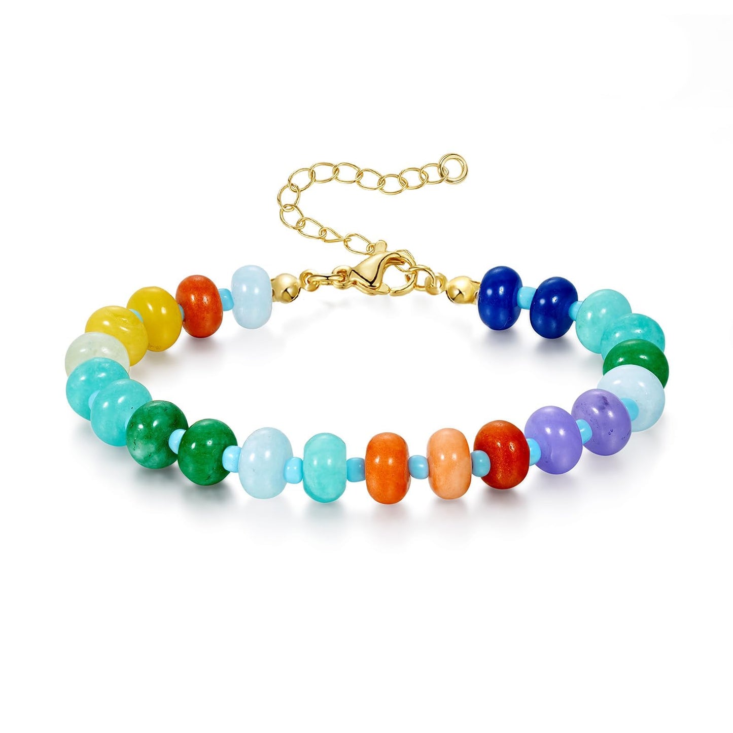 KissYan Beaded Bracelets for Women, Colorful Gemstone Boho Bead Bracelet for Beach, Natural Stone Handmade Summer Jewelry Gifts Style 4