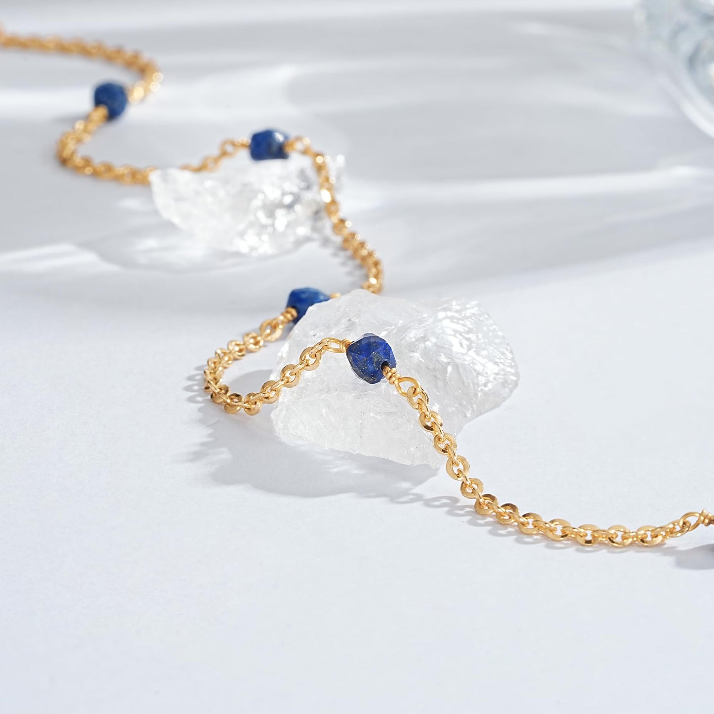 LOLAR RAY Lapis Lazuli Jewelry for Women - 14K Gold Plated Round Beaded Choker Summer Beach Boho Choker Bead Gift