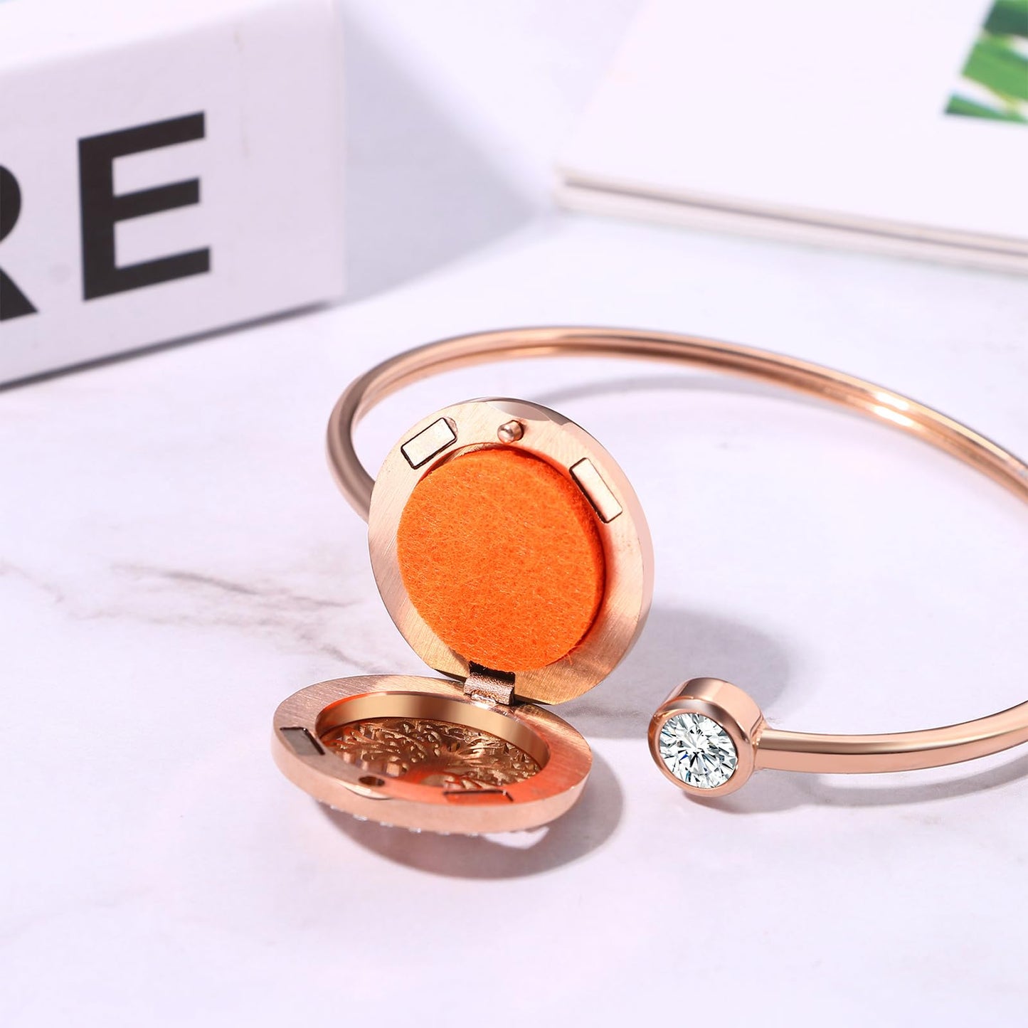 Cupimatch Essential Oil Diffuser Bracelet: Tree of Life Stainless Steel Aromatherapy Bracelets Adjustable with 10 Color Pads Jewelry Gift Set for Women for Mothers Day