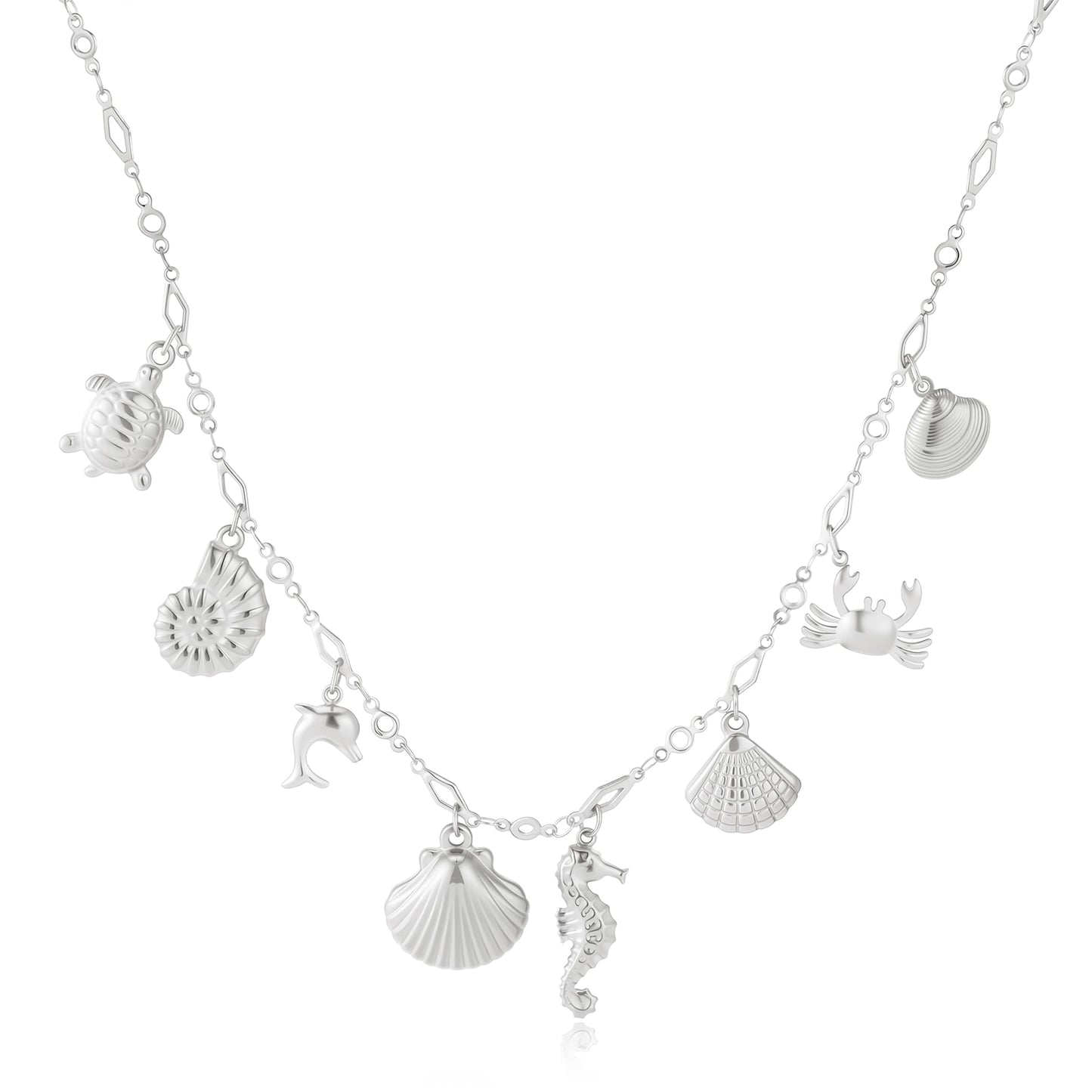 KummerSaprk Seashell Necklace Charm Necklace for Women Summer Vacation Jewelry for Women Starfish Sea Shell Pendant Jewelry Boho Beachy Stuff Accessories Gifts