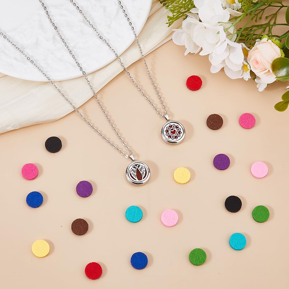 Hobbspring Necklace 2 Sets Aromatherapy Essential Oil Diffuser Necklace 2 Styles Diffuser Stainless Steel Oil Pendant with Felt Pads Wing and Heart Aromatherapy Locket Necklaces Gift for Woman Men