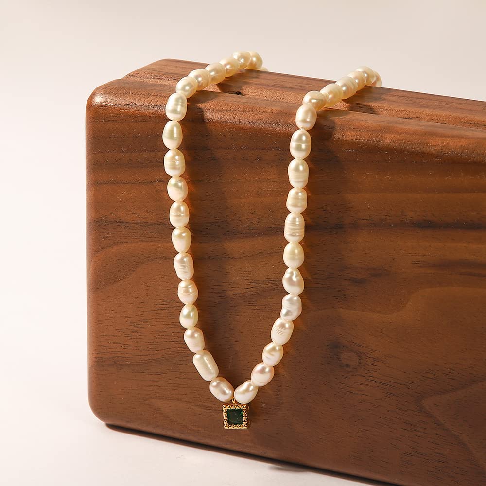 18K Gold Pearl Clavicle Necklace, Freshwater Pearl Beaded Necklace, Beautiful Women's Day, Birthday Gift for Wife,Girlfriend (style one, 18K)