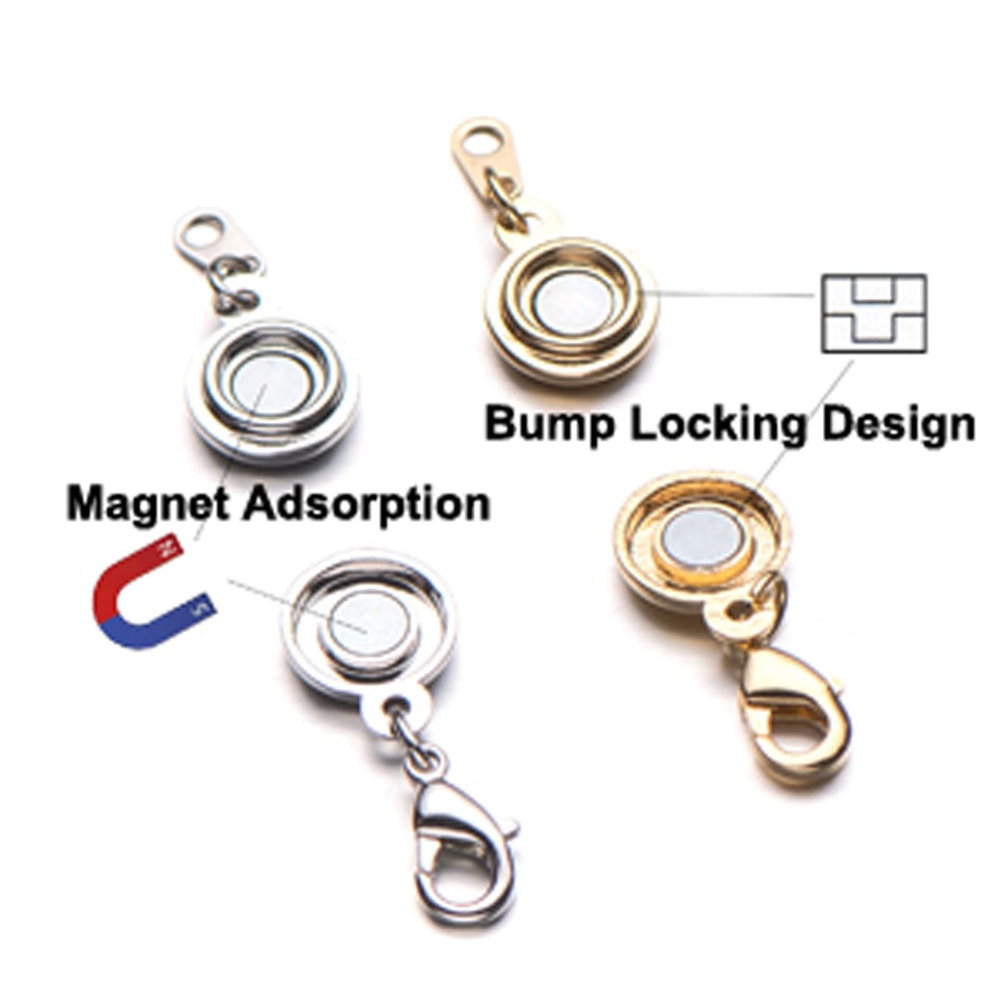 Zpsolution Locking Magnetic Clasps for Jewelry Necklaces Bracelets - Light and Small Keep the Clasp in Back