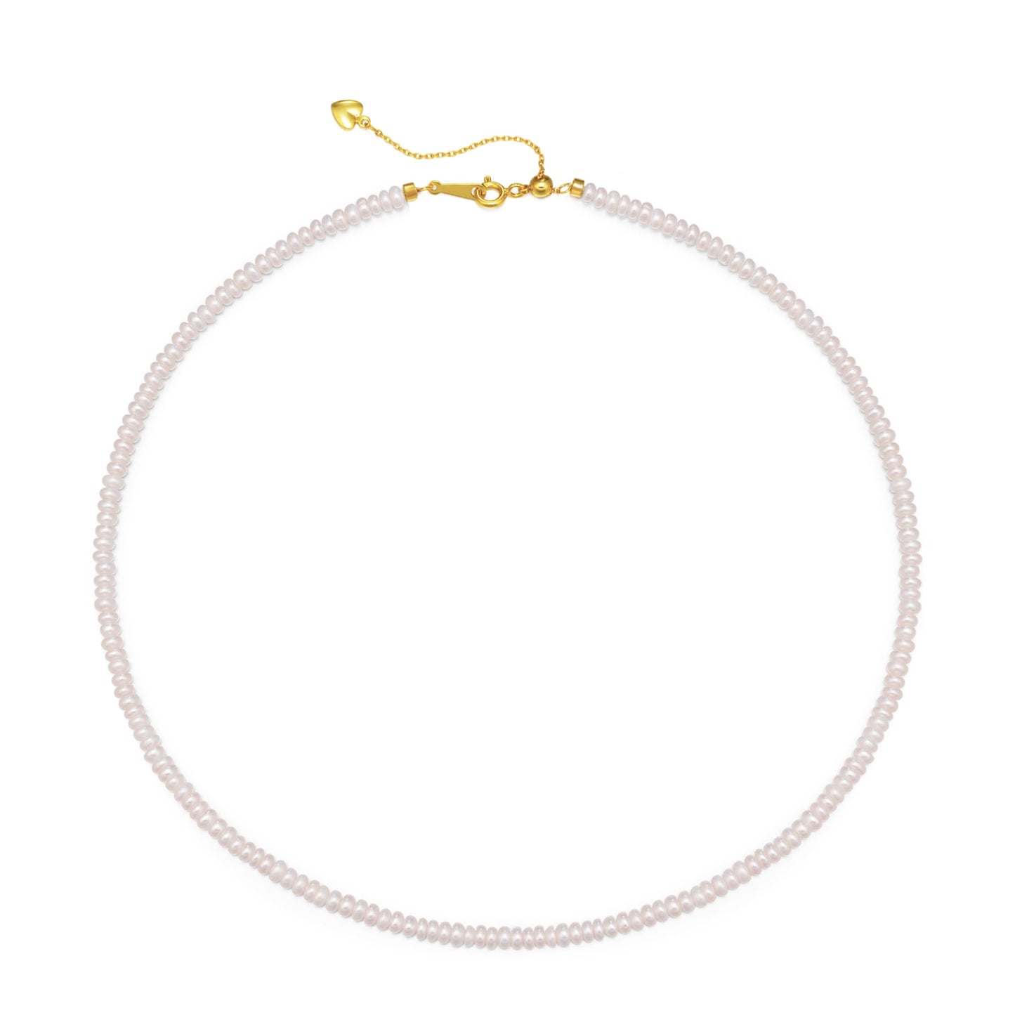 Pearls Necklace, Freshwater Tiny Small Bread Pearls Necklace for Women's Pearl Strand Necklace Chain 18K Gold Plated Hypoallergenic White Necklace as Prom Bridesmaid Birthday Gifts(Bread, 18KGP Lock)