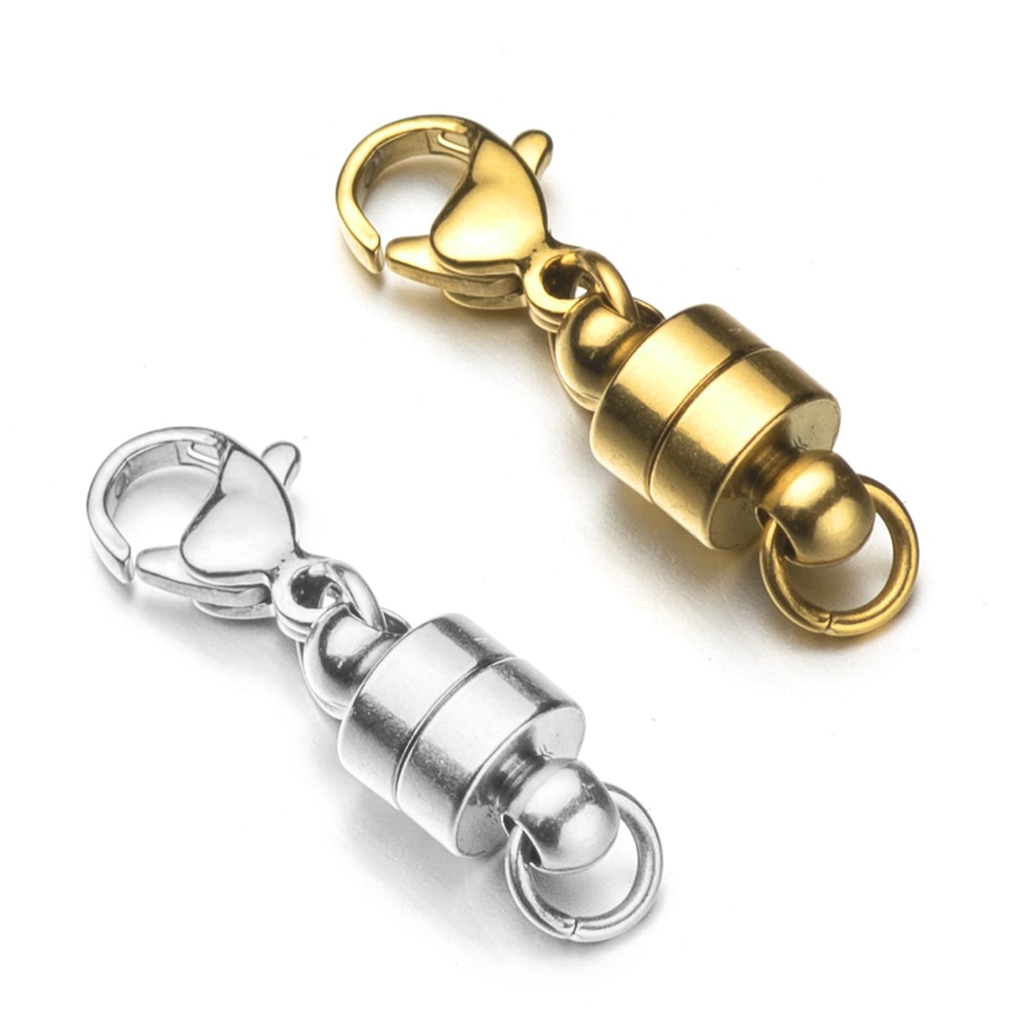 Mizeer Stainless Steel Magnetic Necklace Clasps and Closures, Magnetic Clasp Converter for Jewelry Making Supplies, Chain Extender Connector for Bracelet (2pcs | Gold & Silver)