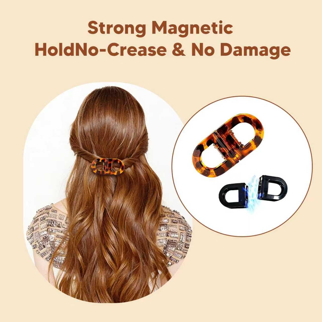 BFRAHD 2PCS Magnetic Hair Clips for women,No Crease Hair Clips Strong Hold,Seamless 2-in-1 Design for Everyday Hairstyles | Creaseless Hair Clips Gentle on Fine to Thick Hair,Portable Set
