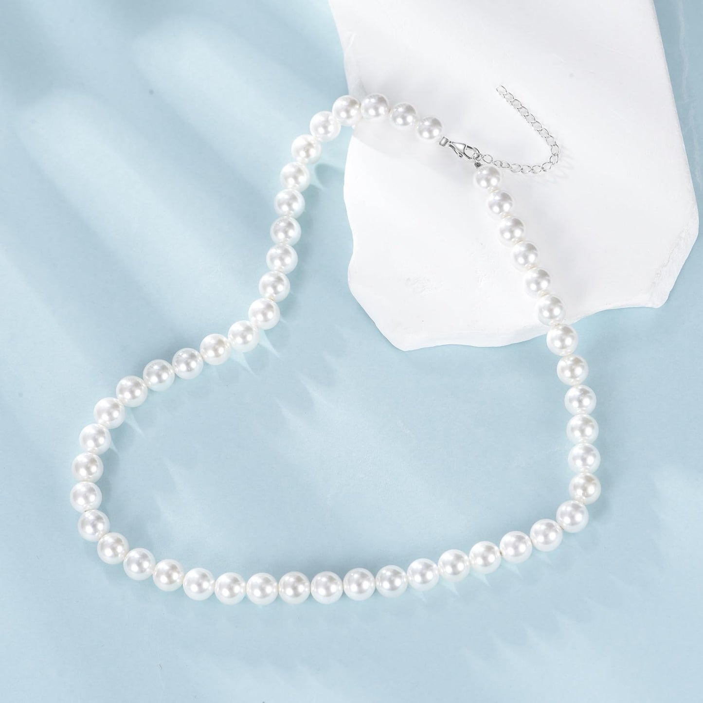 POPLYKE Pearl Necklace Men Women 925 Sterling Silver collar de perlas para hombre Bead Pearls Jewelry Gifts