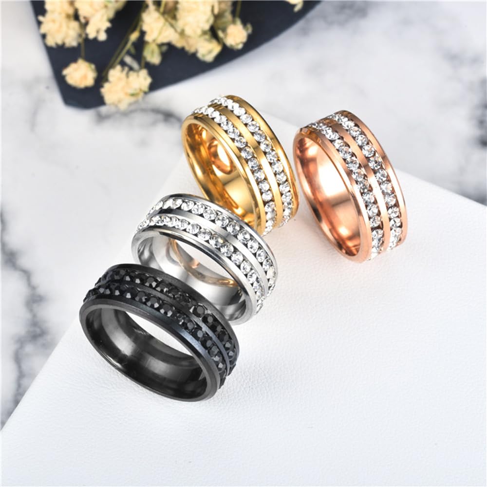 Mengji Life Magtherapy Lymphatic Drainage Titanium Ion Ring, Lymph Nodes Acupuncture Therapy Olux Rhinestones Rings For Women Men Health Calming Jewelry Gifts (G+RG+S+B, 9)
