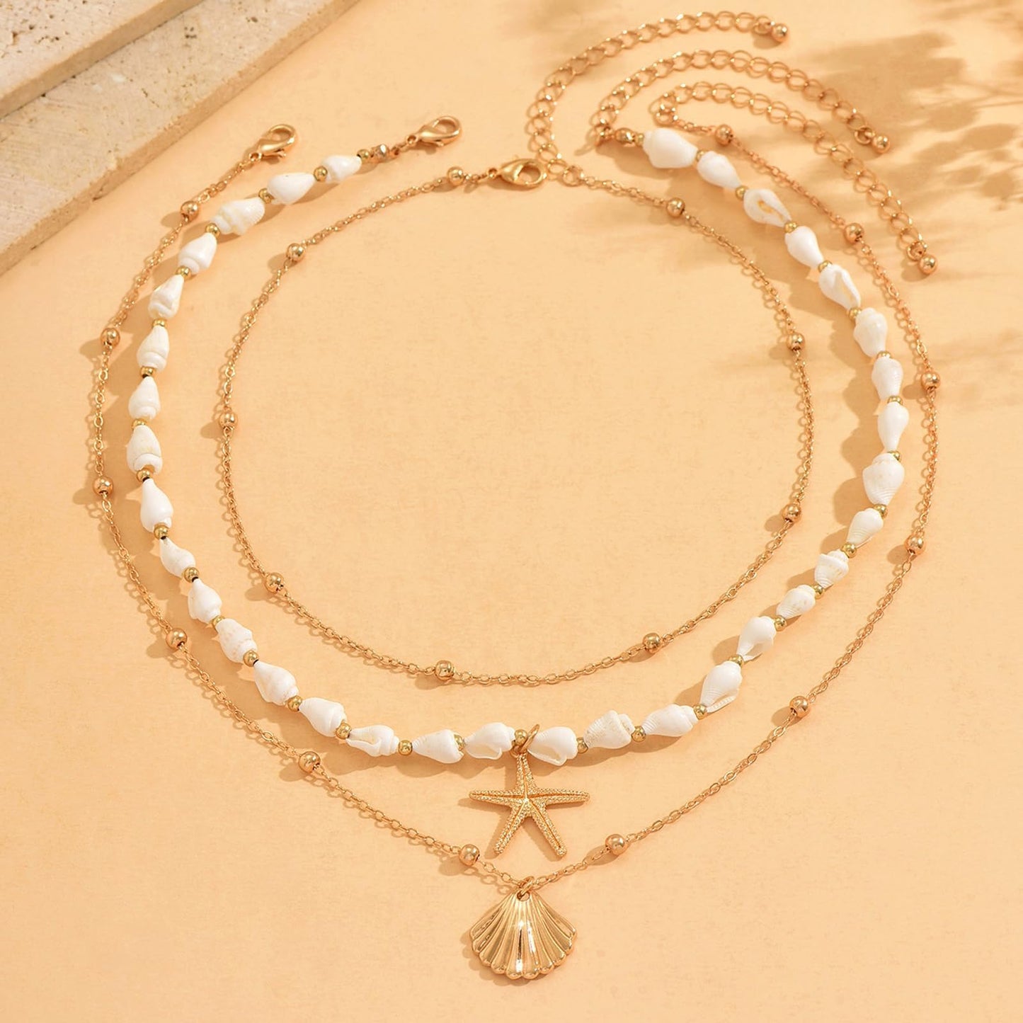 Your Always Charm Bohemian Shell Starfish Necklace for Women, Gold Layered Beach Jewelry, Coastal Vacation Outfits Accessories Cute Summer Dresses Trendy 2026