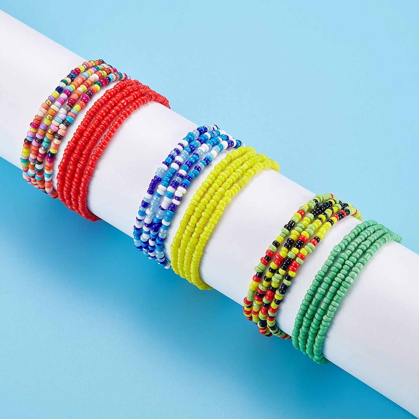 Hicarer 20 Pcs Waist Beads for Women Waist Belly Beads Jewelry Women Belly Chain Colorful Beach Bikini Body Chains Bohemia Body Accessories for Summer Beach