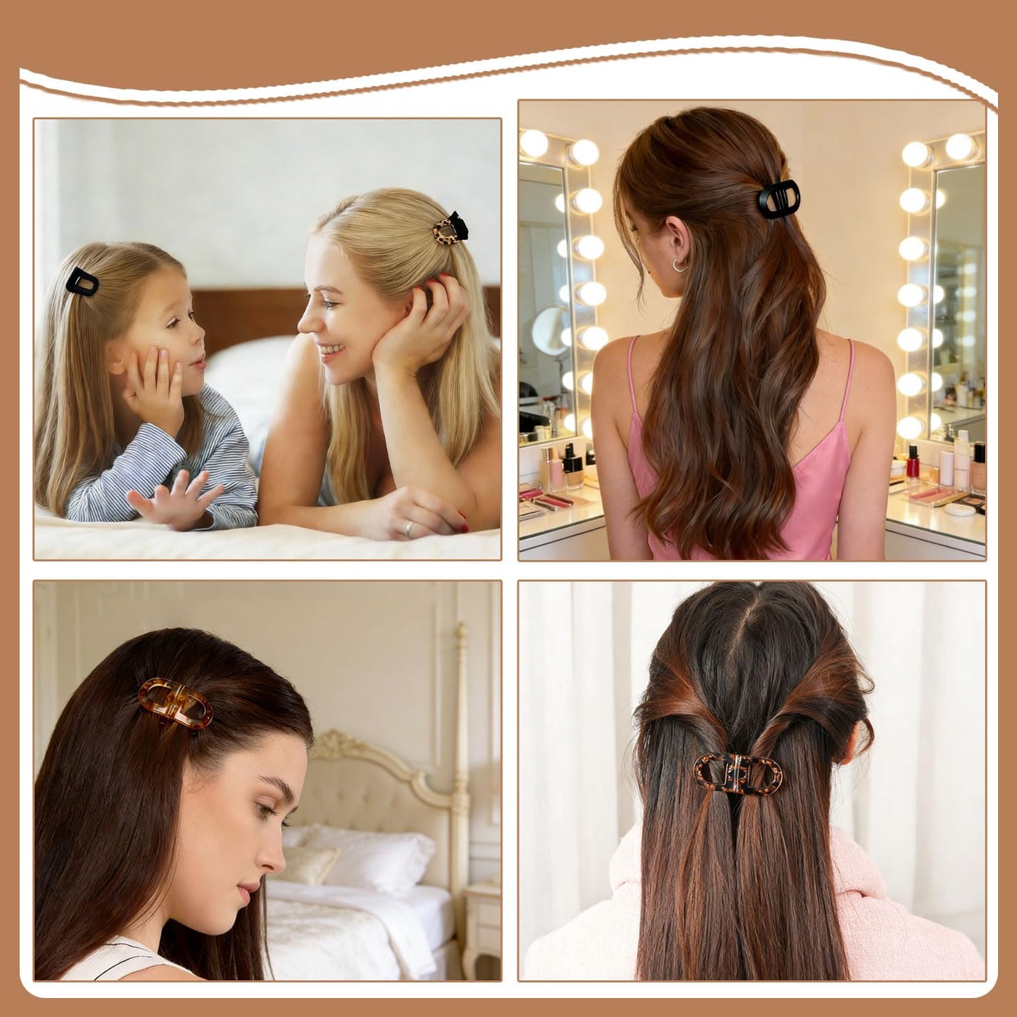 4 Pack Magnetic Hair Clips,Strong Hold No-Slip Magnetic Hair,Seamless 2-in-1 Design Hair Styling Clips,No-Crease Sectioning Hair Accessories for Thin & Thick Hair