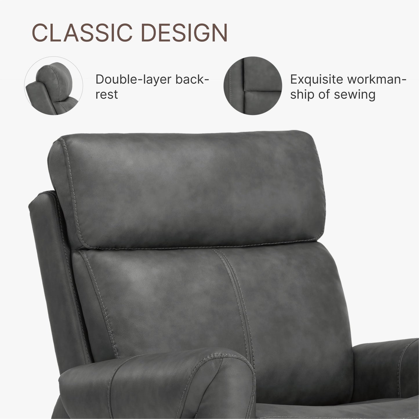 KISLOT Leather Recliner Chair for Adults Wall Hugger RV Recliner with USB Charging Ports Electric Power Reclining Sofa for Living Room Home Theater Seating Bedroom