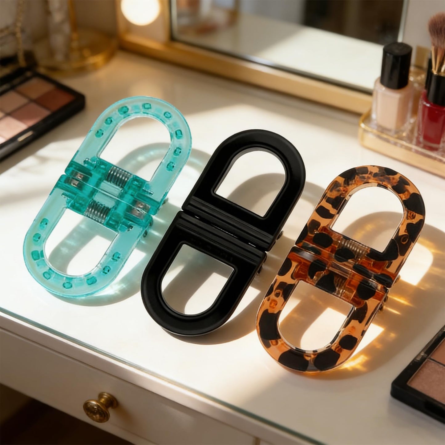 3 Pcs Magnetic Hair Clips for Women, Strong Hold No-Slip No Crease 2-in-1 Hair Styling Clips Gentle on All Hair Types for Easy Everyday Hairstyles