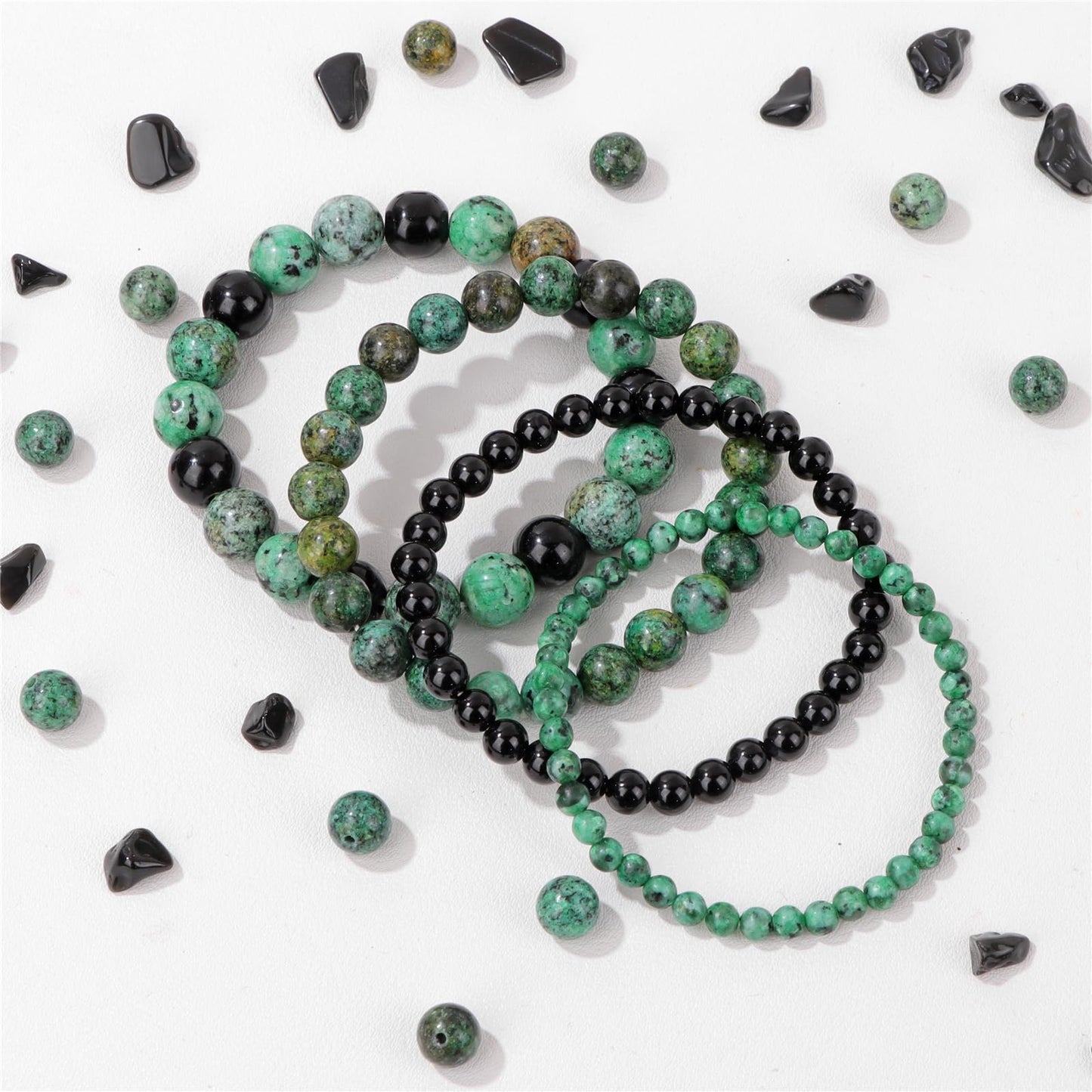 Vinswet 4pcs Beaded Bracelets for Women,Natural Healing Crystal Gemstones Bracelet,Anxiety Stress Relief Bracelet Handmade purple Jewelry Gifts for Women, 7.48in, Stone, no gemstone