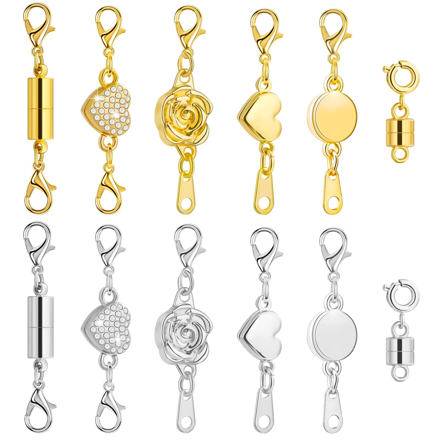 Paxcoo 12Pcs Magnetic Necklace Clasps and Closures, Locking Magnetic Jewelry Clasps, Magnetic Necklace Extender, Necklace Clasp Helper for Necklaces, Bracelets and Jewelry